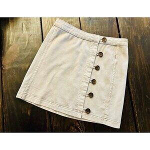 Altar'd State Slate Twill Side Buttons Stretch Straight Mini Skirt Size Medium